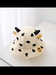 1 pieza Sombrero de sol unisex para bebé con diseño de vaca, sombrero versátil de protección solar para exteriores para niños pequeños y niños - Albaricoque - Ver 2