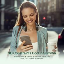 Neck Fans Portable Rechargeable, Neck Fan 4000 mAh Battery Operated Portable Neck Fan, No Hair Twisting, Leafless, USB Powered Wearable, 3 Speeds for Outdoor Indoor-Black - 黑色 - 查看 1