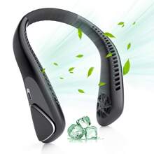 Neck Fans Portable Rechargeable, Neck Fan 4000 mAh Battery Operated Portable Neck Fan, No Hair Twisting, Leafless, USB Powered Wearable, 3 Speeds for Outdoor Indoor-Black - 黑色 - 查看 2