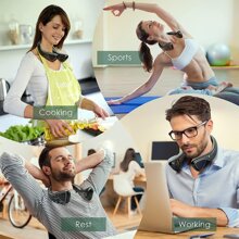 Neck Fans Portable Rechargeable, Neck Fan 4000 mAh Battery Operated Portable Neck Fan, No Hair Twisting, Leafless, USB Powered Wearable, 3 Speeds for Outdoor Indoor-Black - 黑色 - 查看 4