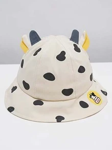 1 pieza Sombrero de sol unisex para bebé con diseño de vaca, sombrero versátil de protección solar para exteriores para niños pequeños y niños - Albaricoque - Ver 3