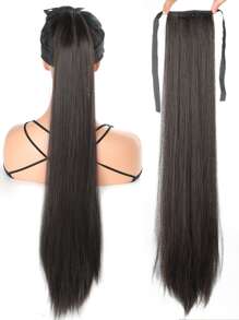 18-34 英寸超长直棕黑色马尾辫合成马尾接发，适合女性中国新年、音乐节、派对、角色扮演、节日和日常使用 - 巧克力棕 - 查看 5