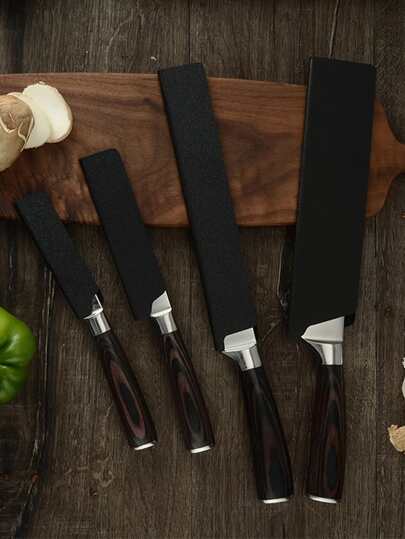 1 件装黑色 ABS 天鹅绒刀具刀片保护套套装防摔刀套不锈钢厨刀餐具工具烹饪配件（不含刀具）促销