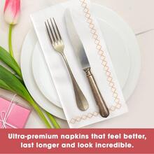 Disposable Party Napkins Dinner Guest Towels And Bathroom Hand Towels - Luxury Soft Linen Feel, Wedding And Holiday Decor, 8.5 X 4 Inches, 25 Pack