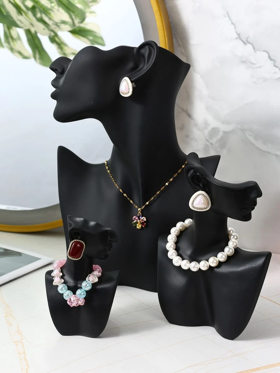 Nhựa Mô hình Giá trưng bày đồ trang sức Hoa tai Giá lưu trữ vòng cổ Đồ trang sức Trưng bày Trưng bày Đạo cụ - màu đen - Xem 1
