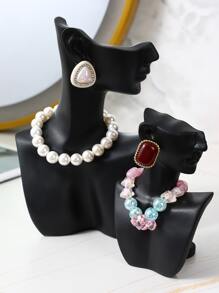 Nhựa Mô hình Giá trưng bày đồ trang sức Hoa tai Giá lưu trữ vòng cổ Đồ trang sức Trưng bày Trưng bày Đạo cụ - màu đen - Xem 7