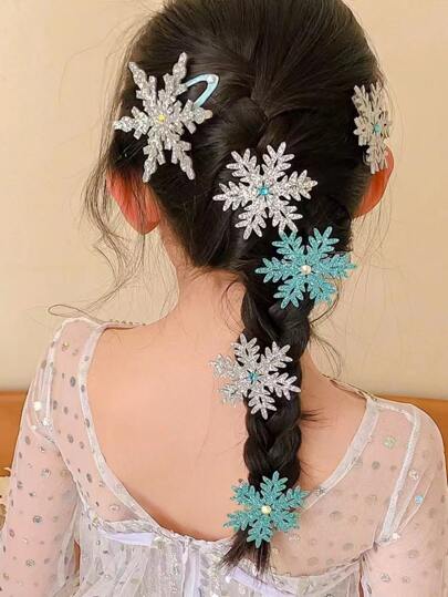 Da Ragazze 6 pezzi Clip per capelli con strass fiocco di neve decorato per quotidiano