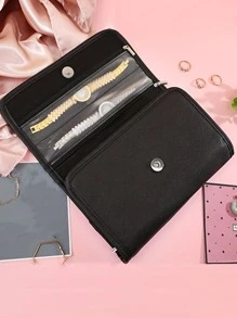 1 件可折叠珠宝收纳袋旅行便携宽敞耳环耳钉戒指项链收纳袋适合女孩和女士礼物化妆品收纳袋化妆品收纳袋迷你袋旅行小化妆盒配件化妆架刷袋化妆品容器化妆包旅行必需品女士配件旅行用品化妆包化妆包化妆袋化妆包 - 黑色 - 查看 4