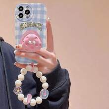 卡通圖案手機殼附帶繩子 - 米色 - 查看 4