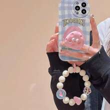 卡通圖案手機殼附帶繩子 - 米色 - 查看 2