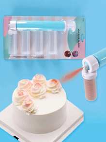 1入組塑膠蛋糕手動噴槍噴槍,染色烘烤裝飾用品紙杯蛋糕甜點廚房糕點工具烘焙用品 - 藍色 - 查看 1
