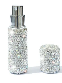 1入迷你可補充香水噴霧瓶,閃閃發光的閃爍噴霧瓶,水晶香水瓶,口袋大小,旅行必備品,優雅時尚極簡風格 - 白色 - 查看 5