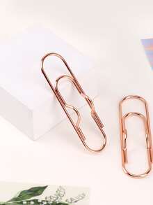 2 piezas de metal Pluma Clip creativo Cuaderno Accesorio con Clips , Bote para lápices con resorte Gancho para fácil de llevar - Oro rosa - Ver 2