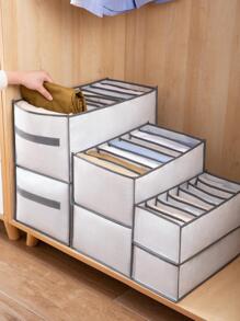 1pc Washable Wardrobe Clothing Organizer With 7/9 Grids, Portable Independent Storage Box, Foldable Closet Drawer For Lingerie, Socks, Scarf, Pants, T-Shirt, Jeans  Decorations   Autumn Decor Festival Decor Room Decor Home Decor Fall Decor Bedroom Decor - Grey - View 4
