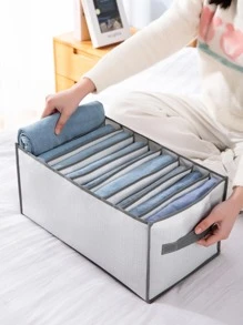 1pc Washable Wardrobe Clothing Organizer With 7/9 Grids, Portable Independent Storage Box, Foldable Closet Drawer For Lingerie, Socks, Scarf, Pants, T-Shirt, Jeans  Decorations   Autumn Decor Festival Decor Room Decor Home Decor Fall Decor Bedroom Decor - Grey - View 5