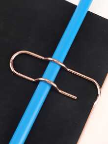2 piezas de metal Pluma Clip creativo Cuaderno Accesorio con Clips , Bote para lápices con resorte Gancho para fácil de llevar - Oro rosa - Ver 3