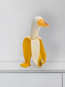 1入組香蕉鴨形樹脂裝飾人像帶卡通設計和搞笑表情桌子裝飾用品,生日禮物 - 黃色 - 查看 9