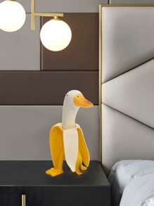 1入組香蕉鴨形樹脂裝飾人像帶卡通設計和搞笑表情桌子裝飾用品,生日禮物 - 黃色 - 查看 6