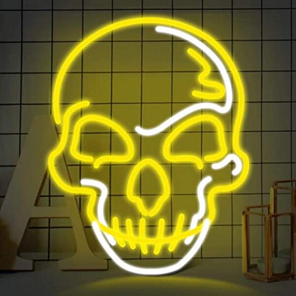 Insegna al neon a forma di teschio per decorazione da parete, decorazione di Ognissanti, decorazione per la stanza, decorazione da giardino per Ognissanti, regalo, decorazione per feste e festival