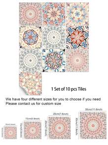 10pcs/20pcs Colorful Flower Tile Stickers, Self-Adhesive Waterproof Grease-Proof PVC Wallpaper For Kitchen - Multicolor - View 7