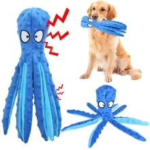Dog Squeaky Chew Toy, Interactive Plush Dog Toy, Training Tool For Small, Medium And Large Dogs - Blue - View 1