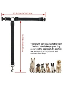 Solid Color 2 In 1 Pet Car Seat Belt Nylon Lead Leash Backseat Safety Belt Adjustable For Dog & Cat - Black - View 2