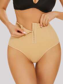 Plain Hook And Eye Shapewear Panty - Apricot - View 4