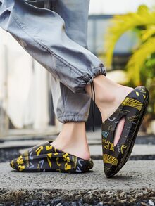 Zapatillas de hombres exterior negro EVA playa con con estampado de letra