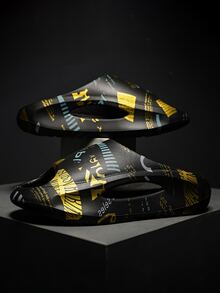 Zapatillas de hombres exterior negro EVA playa con con estampado de letra