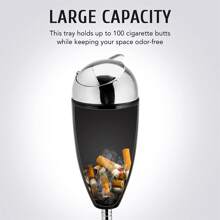 可調節煙灰缸,無菸無氣味室內戶外地面站立的煙灰缸帶蓋適用於家庭露台香煙灰屁股,防風陽台煙灰缸在20",27.5",35",黑色 - 黑色 - 查看 4