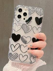Heart Pattern Anti-fall Phone Case - Black - View 2
