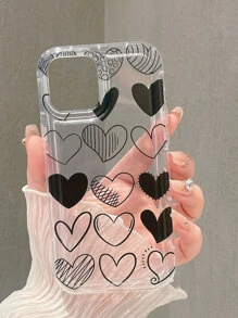 Heart Pattern Anti-fall Phone Case - Black - View 4