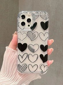 Heart Pattern Anti-fall Phone Case - Black - View 1