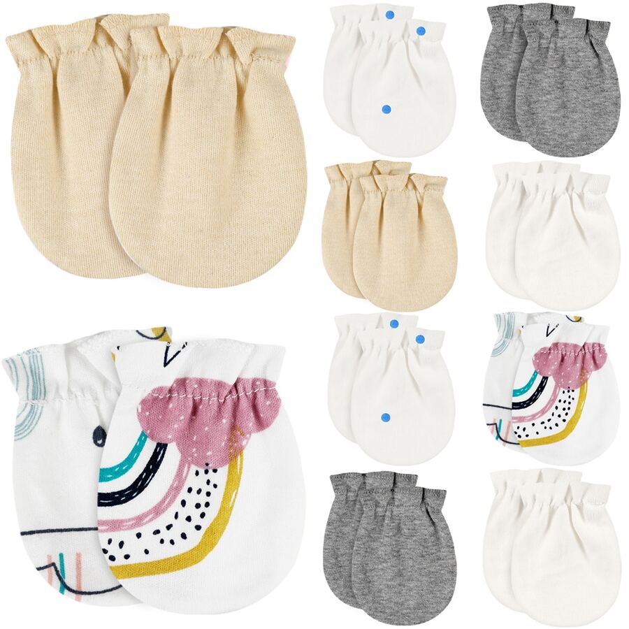 10 Pairs Baby Mittens Baby Gloves No Scratch 0-6 Months Baby Essentials Mittens for Newborn Baby Boys Girls - Multicolor - View 1