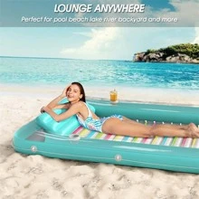 Inflatable Tanning Pool Lounger Float ,4 in 1 Sun Tan Tub Sunbathing Pool, Lounge Raft Floatie Toys,Water Filled Tanning Bed Mat Pad for Adult Blow Up Kiddie Pool Kids Ball Pit Pool (XL,Green) - 綠色 - 查看 3