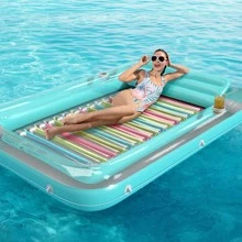 Inflatable Tanning Pool Lounger Float ,4 in 1 Sun Tan Tub Sunbathing Pool, Lounge Raft Floatie Toys,Water Filled Tanning Bed Mat Pad for Adult Blow Up Kiddie Pool Kids Ball Pit Pool (XL,Green) - 綠色 - 查看 5