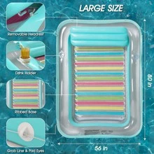 Inflatable Tanning Pool Lounger Float ,4 in 1 Sun Tan Tub Sunbathing Pool, Lounge Raft Floatie Toys,Water Filled Tanning Bed Mat Pad for Adult Blow Up Kiddie Pool Kids Ball Pit Pool (XL,Green) - 綠色 - 查看 7