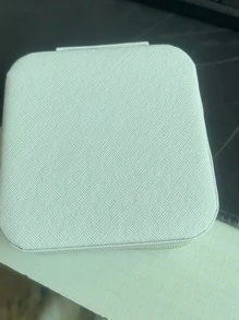 1入迷你款飾有裝飾貼紙及毛巾布珠寶收納展示旅行珠寶拉鍊收納盒耳環項鍊戒指攜帶珠寶盒皮革收納珠寶盒女性禮物女孩禮物女友禮物 - 白色 - 查看 8