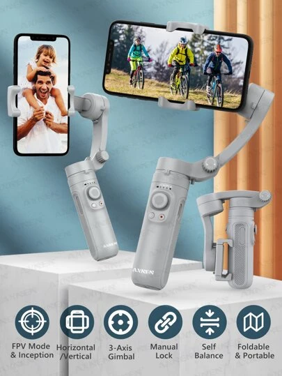  AXNEN 三轴可折叠智能手机手持云台稳定器，适用于 Vlog 视频录制