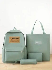 4入组/套時尚大容量學生背包套裝 - 綠色 - 查看 1