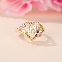 Vanel chiếc nhẫn mở đầu bảng chữ cái và hoa anh đào theo phong cách cung điện cổ điển. Nhẫn bảng chữ cái Az Nhẫn ban đầu Nhẫn tình yêu lãng mạn, Hoàn hảo để làm quà tặng ngày, Quà tặng bạn gái, Quà tặng vợ, Trang sức cưới - Nhiều màu - Xem 9