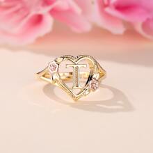 Vanel chiếc nhẫn mở đầu bảng chữ cái và hoa anh đào theo phong cách cung điện cổ điển. Nhẫn bảng chữ cái Az Nhẫn ban đầu Nhẫn tình yêu lãng mạn, Hoàn hảo để làm quà tặng ngày, Quà tặng bạn gái, Quà tặng vợ, Trang sức cưới - Nhiều màu - Xem 11