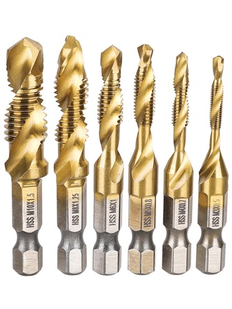 STONEGO 6 piezas/set brocas de taladro HSS4341 carpintería M3/M4/M5/M6/M8/M10 combinación métrica brocas de rosca de tornillo