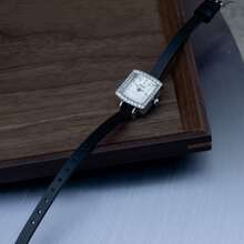 1pc Pu Leather Small Square Dial Watch Strap Suitable For Daily Wear - Black - View 5