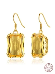 3 cái/bộ Duy nhất Thời Victoria Phong cách 925 sterling bạc MẠ 18K Màu vàng Hoa Chạm khắc Bộ Với Màu xanh lá Đá sinh & Cắt Vàng Pha lê Nhẫn , Vòng cổ mặt dây chuyền Và Hoàn hảo Đối với Của phụ nữ Ngày kỷ niệm , Quà Tặng Đính Hôn , Buổi tiệc , Lễ cưới , Cô dâu & Phù dâu Bộ , - Vàng - Xem 7