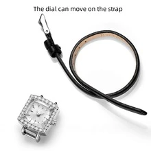 1pc Pu Leather Small Square Dial Watch Strap Suitable For Daily Wear - Black - View 2