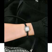 1pc Pu Leather Small Square Dial Watch Strap Suitable For Daily Wear - Black - View 9