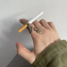 1入組手骨吸煙圈支架矽膠圈煙嘴環創意手指保護矽膠煙嘴圈適用於傳統吸煙配件吸煙配件 - 銀色 - 查看 2