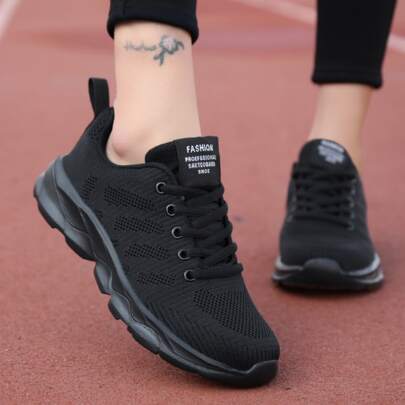 Women Breathable Lace Up Front Running Shoes, Sporty Outdoor Sneakers