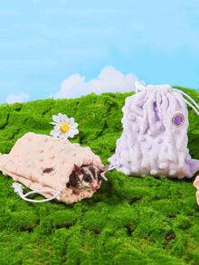 1pc Sugar Glider Bonding Pouch & Outdoor Carry Case & Breathable Sleeping Bag With Drawstring Closure & Velvet Fabric, Random Color - Multicolor - View 2